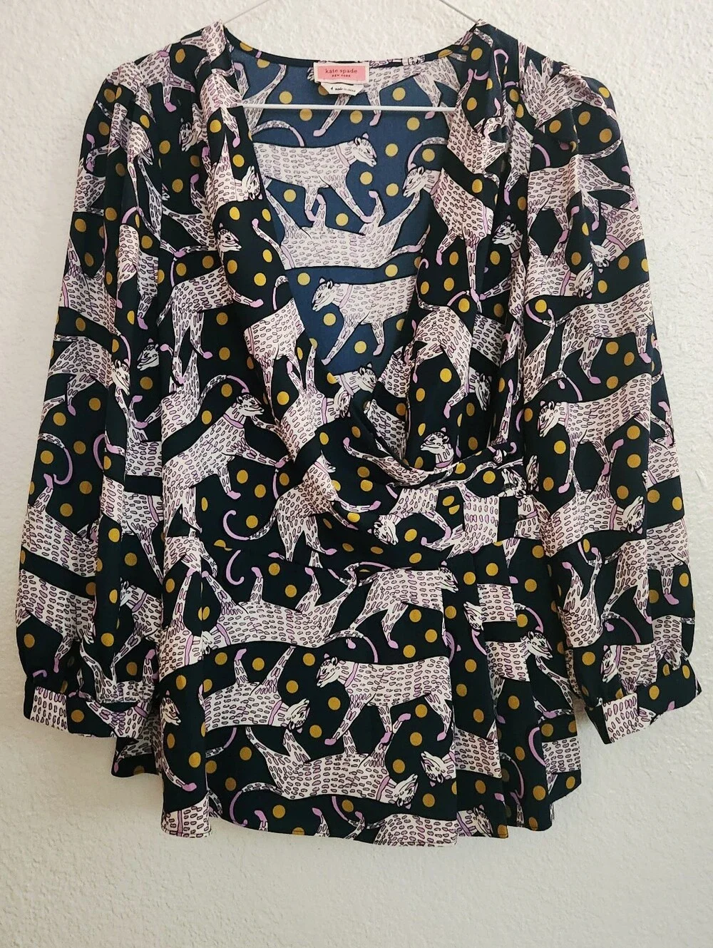 Kate Spade Panther Wrap Blouse. Size 4